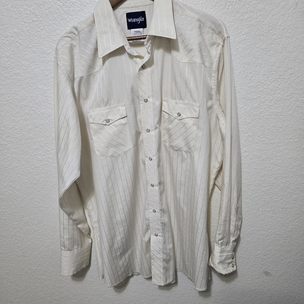 Wrangler ivory stripe western button up long sleeve shirt XLT